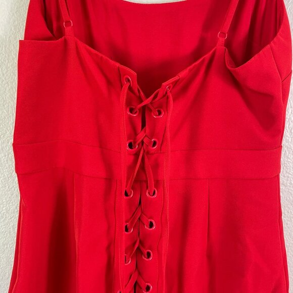 NEW NBD Revolve Womens Small Red Gracey Mini Dress Lace Up Back Sleeveless - Picture 10 of 11